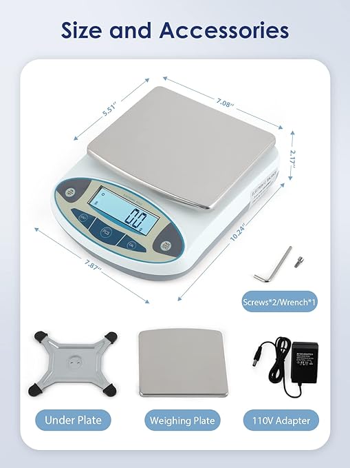 CGOLDENWALL Lab Scale 5000gX0.01 Gram High Precision Laboratory Balance Electronic Scientific Weighing Scale Without Calibration Weight