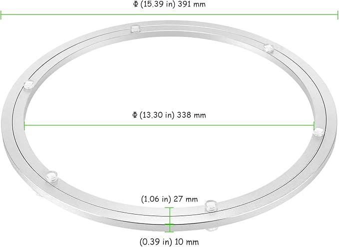 2 Pack 16 Inch Lazy Susan Bearings, Aluminium Alloy Turntable Bearing Lazy Susan Hardware, Heavy Duty Swivel Plate Hardware for Dining-Table and Workbench, Silver