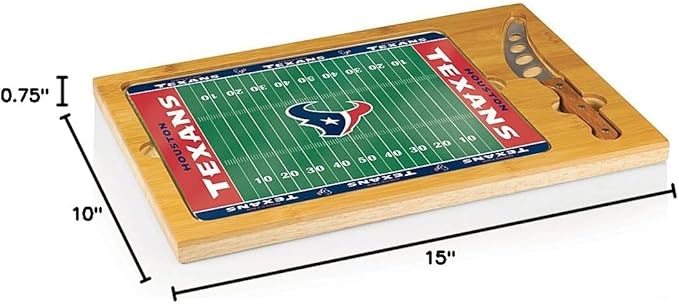 PICNIC TIME NFL Football Field Icon Glass Top Cutting Board & Knife Set, (Parawood & Bamboo)