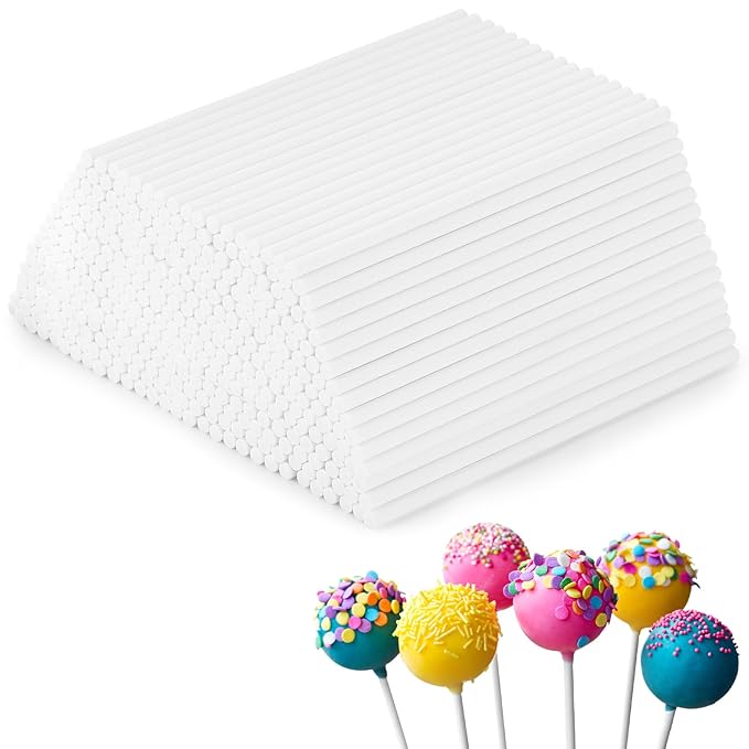 300Pcs 4 Inch White Paper Lollipop Sticks, Paper Sucker Sticks, Cake Pop Stick for Cake Toppers, Chocolate,Cookie,Rainbow Candy