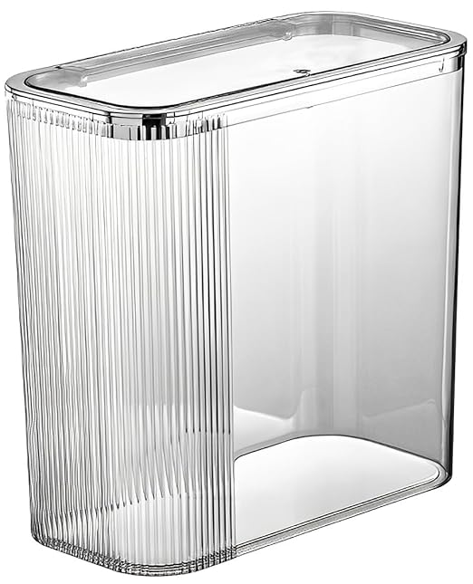 Sooyee Clear 14 Liter Bathroom Trash Can with Lid,3.9 Gallon Garbage Can with Press Type Lid,Trash Bin for Bathroom,Powder Room,Bedroom,Kitchen,Craft Room,Office