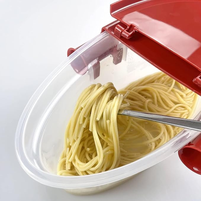 Microwave Pasta Boat with Strainer - Cooker for Rice, Vegetables, Chicken