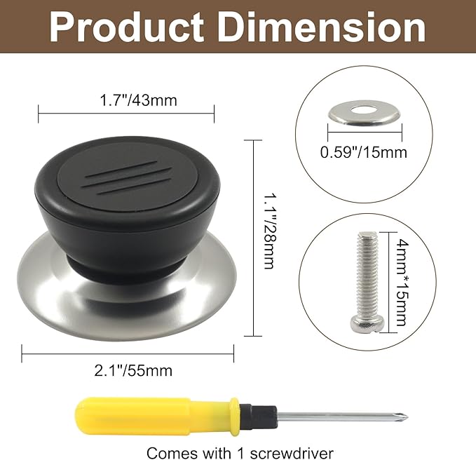 10pcs Pot Lid Knobs - Heat Resistant & Anti-Slip Grip | Universal Replacement Pot Lid for Glass Pots Pans Lids Top (Black)