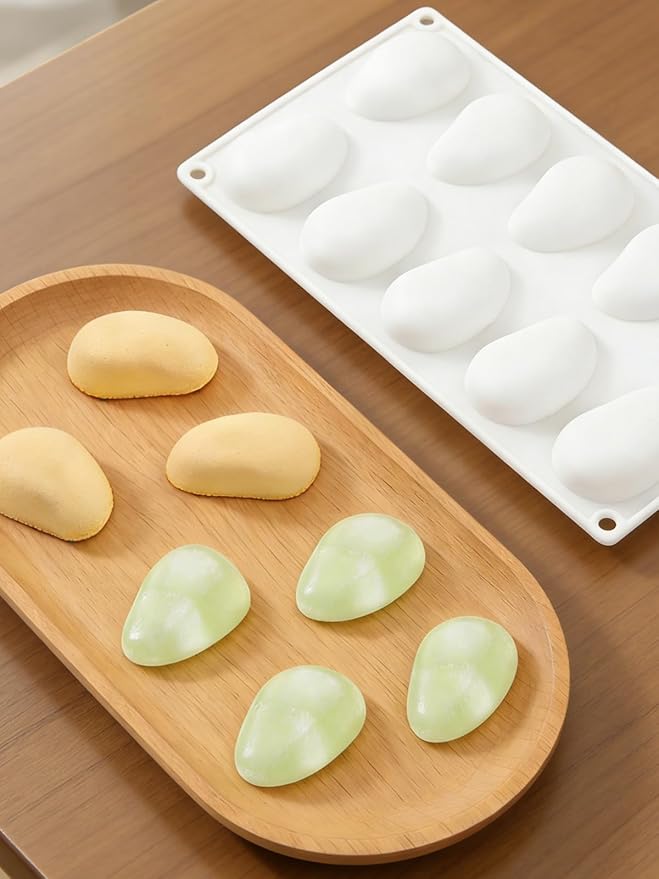 10 Cavity Silicone Mango Molds - Mangos Fruit Shaped Fondant Mold for Chocolate, Candy, Ice Cream, Mousse Cake, Soap, Resin, Lotion Bar, Ice Cube (Mango)