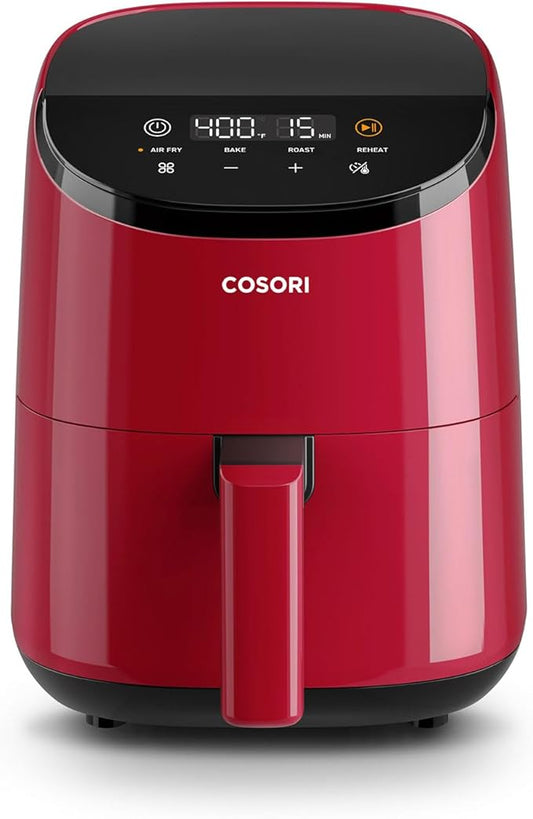 COSORI Small Air Fryer Oven 2.1 Qt, 4-in-1 Mini Airfryer, Bake, Roast, Reheat, Space-saving & Low-noise, Nonstick and Dishwasher Safe Basket, 97% less oil, Sticker with 6 Reference Guides, Red