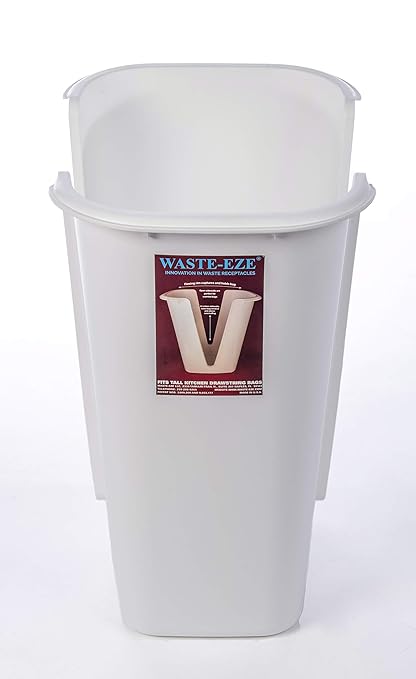 Waste-Eze; Adaptive,13 Gallon Kitchen/Office Trash Can, with Ergonomic, Easy-to-Use Design and Made in The U.S.A. - White