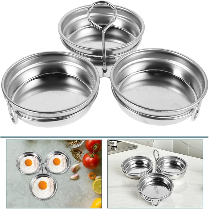 BESTOYARD Egg Poacher Stainless Steel Poached Egg Maker Nonstick Boiling Mold 7.08X7.08X2.75In Multifunctional Steamed Pan Kitchen Tool