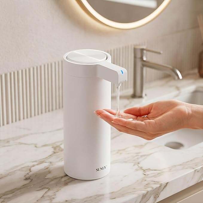 SUNLY Touchless Automatic Soap Dispenser – Clog-Free Pump, Fast Sensor, USB-C Rechargeable, Smudge-Resistant Stainless Steel, for Kitchen & Bathroom Soap Dispenser, White