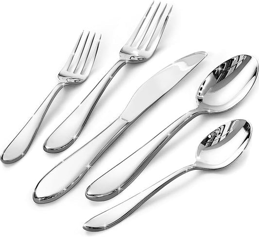 KINGSTONE 30-Piece Silverware Set for 6,18/10 Premium Stainless Steel Flatware Set, for Home, Restaurant, Wedding and Party Use,Mirror-Polished Cutlery Set, Dishwasher Safe