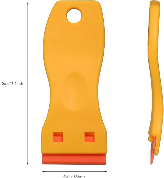 EHDIS 1.5" Plastic Razor Scraper Tool with 10pcs Double Edged Blades for Adhesive Remover,Removing Labels Stickers Decals Taping on Glass Windows(Yellow)