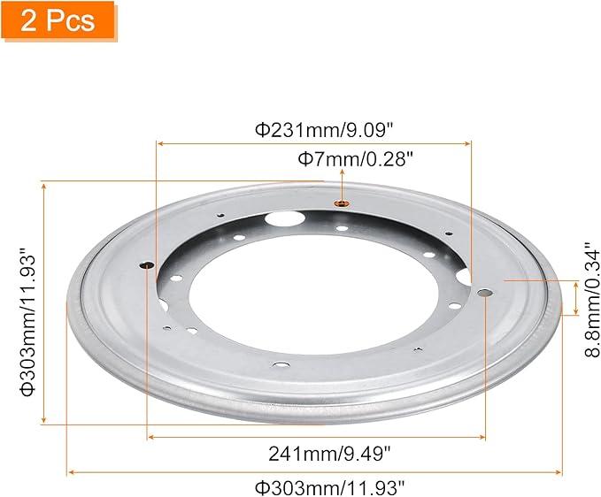 uxcell Lazy Susan Hardware, 2Pcs 12 Inch - Iron Round Ball Bearing Rotating Swivel Plate, Lazy Susan Turntable for DVD Tower, Bookshelf (Silver)