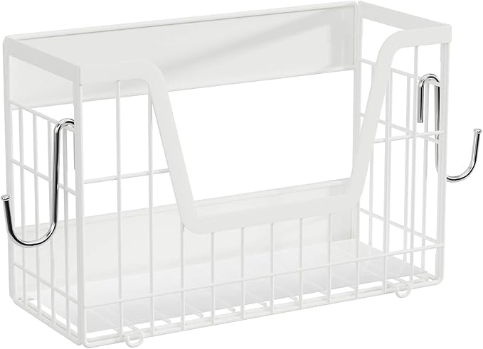 2 Set Magnetic Fridge Shelf, White Magnetic Fruit Basket for Refrigerator Organizer Storage, Potato and Onion Storage Bins, Wire Baskets Magnet Rack for Laundry Washing Machine Kitchen Shelves