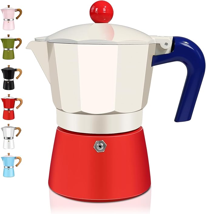3 Cup Aluminum Espresso Stovetop Moka Pot Express Coffee Maker Percolator Italian Classic Mocha Coffee Machine for Italian and Cuban Cafe Brewing for Home & Camping 150ml 5oz