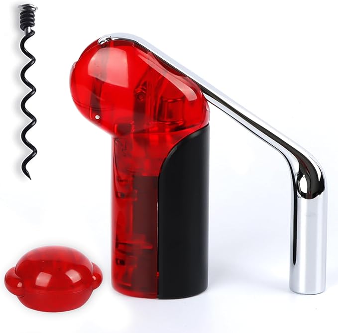 KAYCROWN Wine Bottle Opener - Vertical Lever Corkscrew Wine Opener - Clear and Red, 7.16in * 2.28in * 7.4in