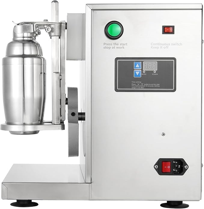 VEVOR Milk Tea Shaker, Electric Double Frame Milk Tea Shaker Machine, 0-180s Adjustable Milk Shake Mixer Machine with Double 750ML Stainless Steels Cups for Bubble Tea Boba Tea Juice Coffee Milk Wine