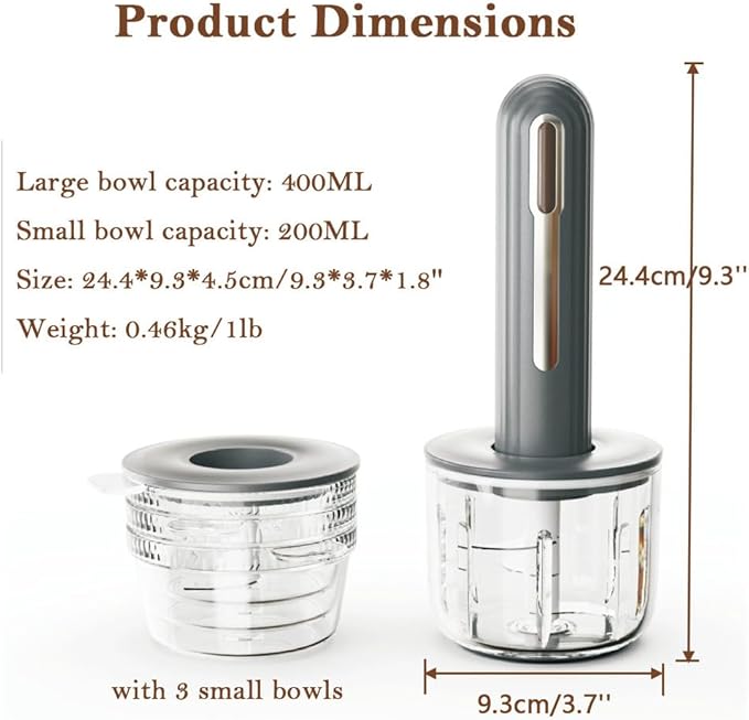 Food Processor, Cordless Electric Meat Grinder, Baby Food Chopper, for Outdoor Camping, Kitchen, Restaurant,(Chop Vegetable, Onions, Peppers Etc),[b] black