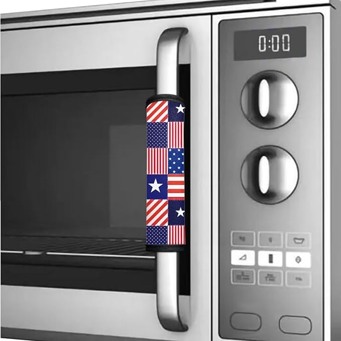 6 Pcs Refrigerator Microwave Door Handle Covers 4th of July Electrical Appliances Handle Protector for USA 250th Anniversary Patriotic Indoor Decorations, Stars and Stripes USA Flag