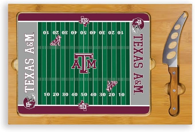 PICNIC TIME NCAA Icon Glass Top Cutting Board & Knife Set, Cheese Boards Charcuterie Boards, Serving Platter, (Parawood & Bamboo)