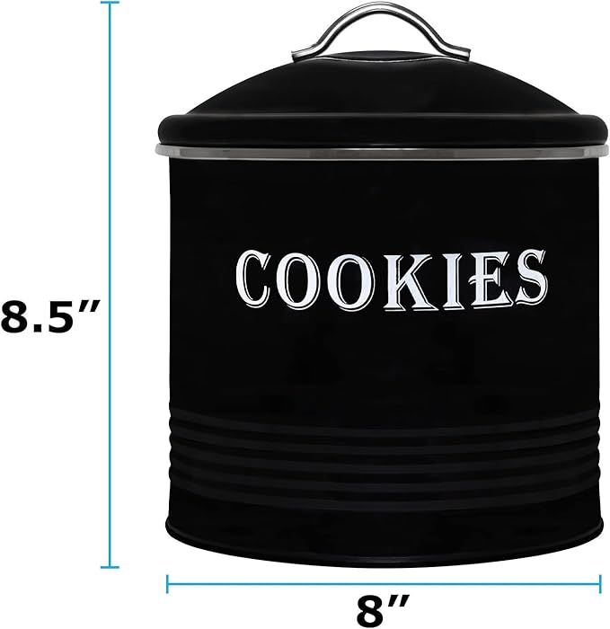 Blue Donuts Vintage Cookie Tin - Airtight Jar Containers, Kitchen Counter, Large Size, Gift Giving