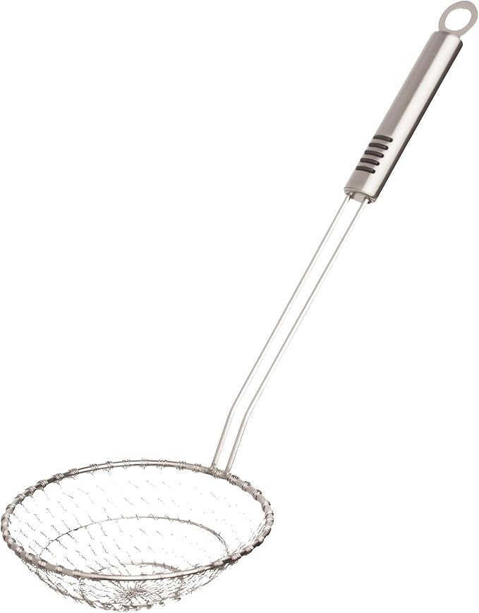 Helen’s Asian Kitchen Spider Strainer, All Stainless Steel, 7-Inch Strainer Basket With 12-Inch Handle