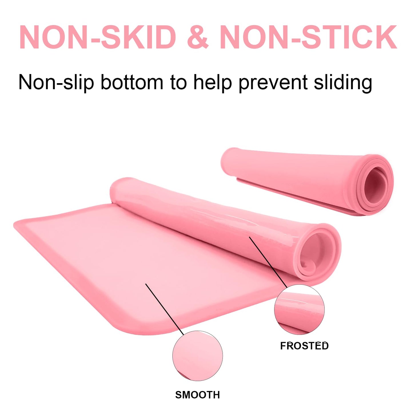 Silicone Placemat for Toddles Kids Non-Slip Reusable Portable Baby Placemats for Restaurant Stain-Proof Children Food Mats Eating Table Mat 2 Pack (Mauve&Peach)