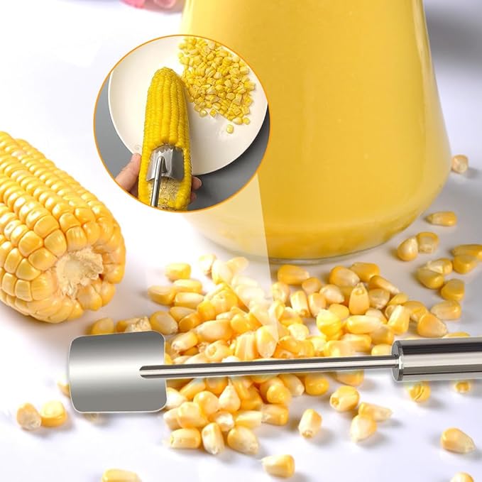 Easy Clean Corn Cob Peeler, 2025 New Corn Peeler for Corn on the Cob, Upgrade Corn Cob Stripper Corn on the Cob Remover, Stainless Steel Corn Stripping Tool for Home Kitchen and Restaurant Chef (1)