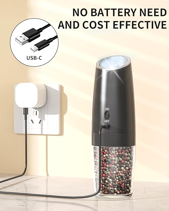 CIRCLE JOY Gravity Electric Pepper Grinder Set and Electric Wine Set