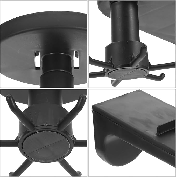 VOSAREA 2pcs Rotatable Kitchen Utensil Hooks 6-Claw Adhesive Wall-Mounted Hangers Black Multifunctional Cabinet Hook Set for Hanging Cooking Tools