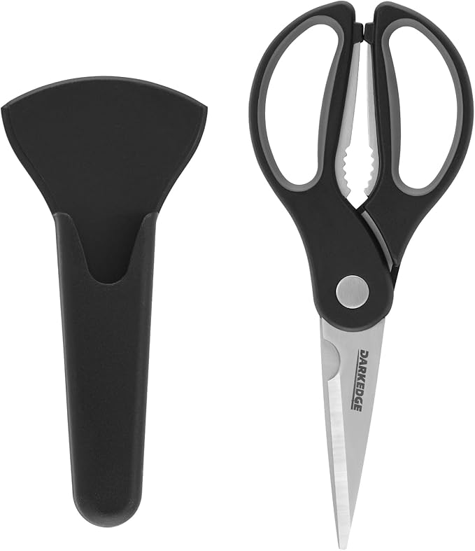 Kitchen Scissors with Magnetic Holder Heavy Duty Magnetic Scissors for Fridge, Kitchen Shears Magnet Sheath Set for Food Meat Pizza Herb Vegetables, Black