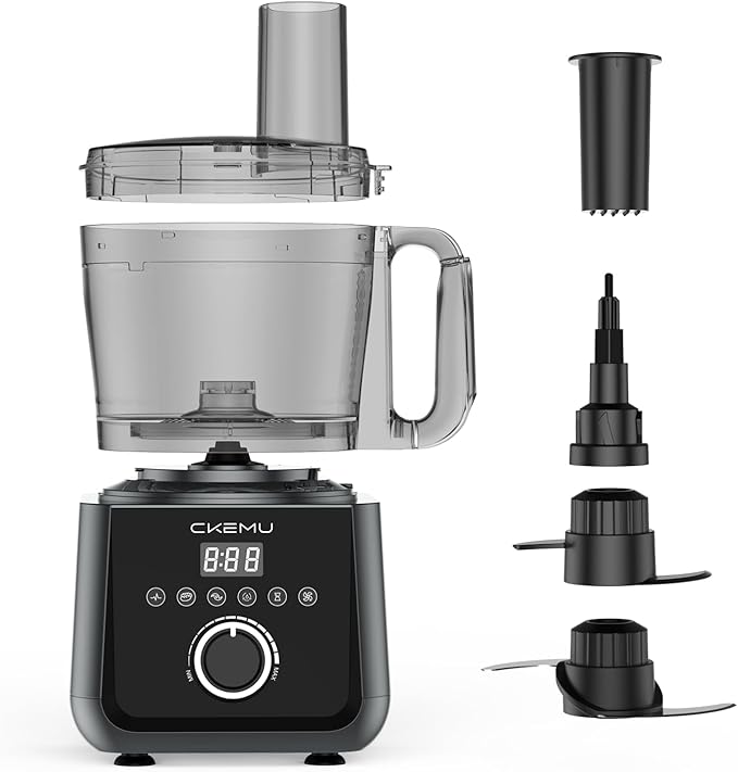 Smart Food Processor and Vegetable Chopper, 12 Cup Bowl, 6 Functions for Chopping, Slicing, French Fries, Purees & Dough, Food Chute & Pusher, Silver