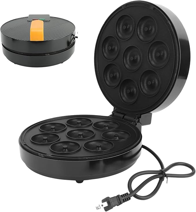 Donut Maker Donut, Electric Cake Pop Mini Cake Makers Doughnuts Maker Machine With Non Stick Surface Makes 8 Doughnuts Safe Cooking Unique Mini Appliance for Kitchen Bakery Dessert