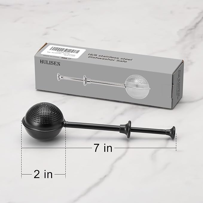 HULISEN Flour Duster for Baking, One-Handed Operation, 304 Stainless Steel Powdered Sugar Shaker Duster, Pick Up and Dust Flour Sifter, Gift Package, Black