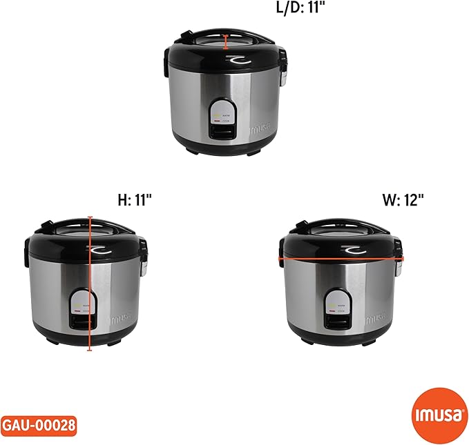 IMUSA 10cup Deluxe Stainless Steel Electric Rice Cooker with Steam Tray