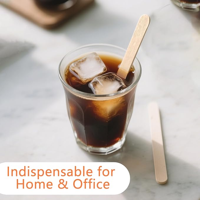 KTOJOY 1000 Pack Birch Wood Coffee Stirrers, 7 Inch Sturdy Coffee Stir Sticks, Smooth Round Ends, Splinter-Free Disposable Stir Sticks for Coffee, Cocktails, Office, Home Use