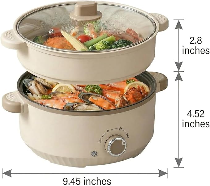Versatile 2.5L Real Capacity Non-stick Electric Hot Pot Multicooker Glass Lid with Steamer Electric for Steaming, Boiling Stewing hotpot pots electric cooking ramen cooker Dorm