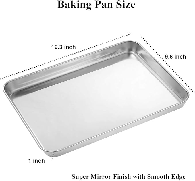 Wildone Baking Sheet with Silicone Mat Set, Set of 4 (2 Sheets + 2 Mats), Wildone Stainless Steel Cookie Sheet Baking Pan with Silicone Mat, Size 12 x 10 x 1 inch, Non Toxic & Heavy Duty & Easy Clean