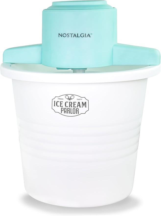 Nostalgia Electric Ice Cream Maker – Parlor Style, Old Fashioned Soft Serve Ice Cream Machine Makes Frozen Yogurt or Gelato in Minutes - Fun Kitchen Appliance – White - 4 Quart