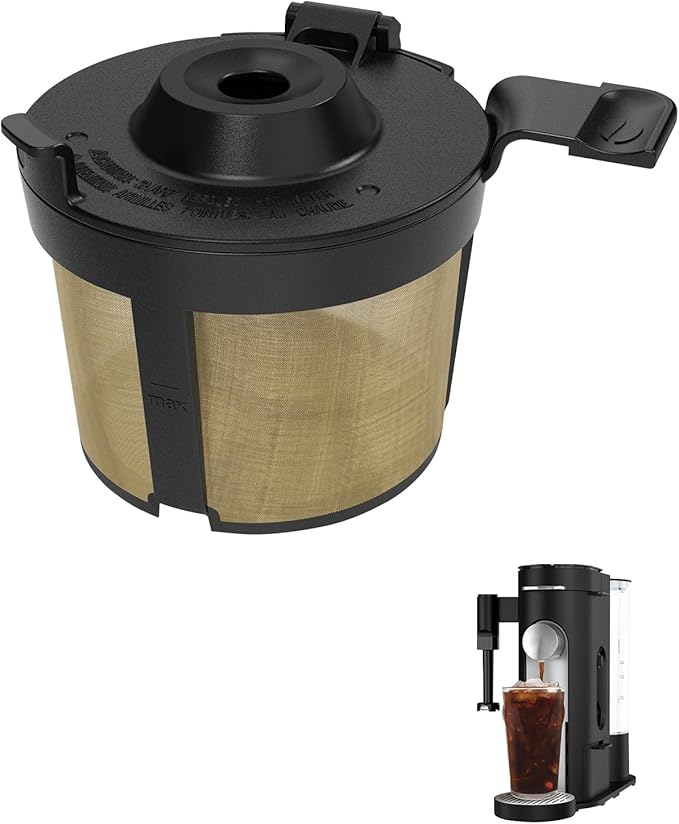 Permanent Coffee Filter for Ninja PB051 / PB040 / PB041ST - Compatible with Ninja Pods & Grounds Coffee Maker - Reusable Gold 304 Stainless Steel Mesh - Eco-Friendly Coffee Pod Accessory (1, Black)