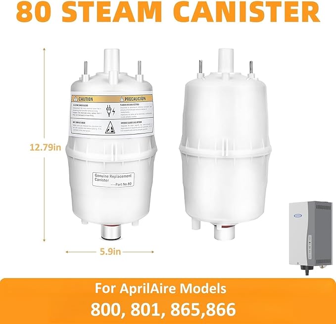 Upgrade 80 Steam Canister for Aprilaire Steam Humidifier Models 800, 801, 865, 866, 80 Replacement Canister OEM Substitute for Aprilaire Canister, 2 Pack
