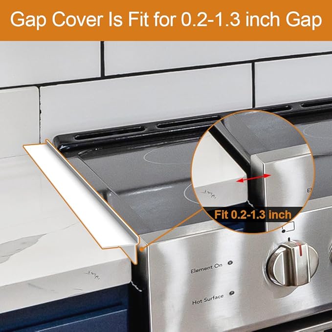KindGa Foldable Stove Gap Filler Kitchen Counter Range Guards 25inch,Silicone Stove Gap Covers Electric Stoves Gap Filler Oven Side Sealing Strip Between Countertop and Stovetop Pack 2 (White)