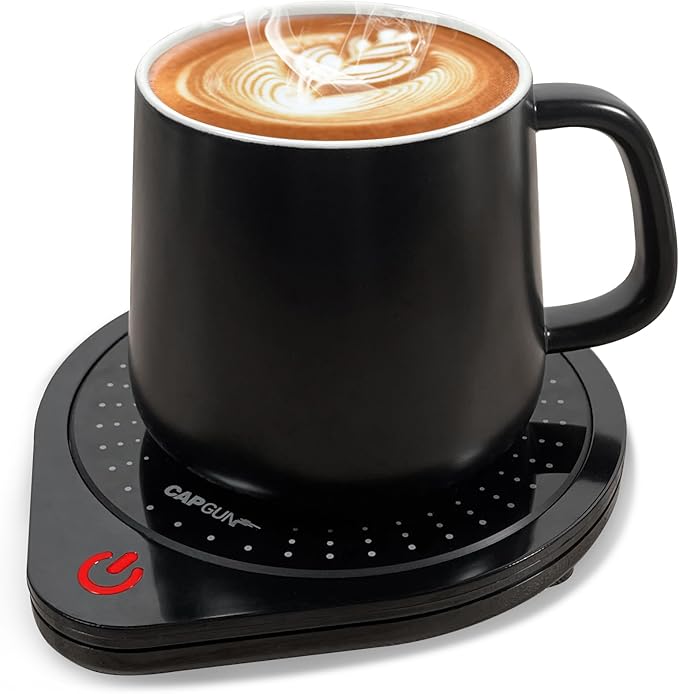 25W Electric Candle Warmer for Coffee Mugs, 75℃ Heating & Auto Shut-Off, Spill-Proof Desk Warmer for Beverages (Black)