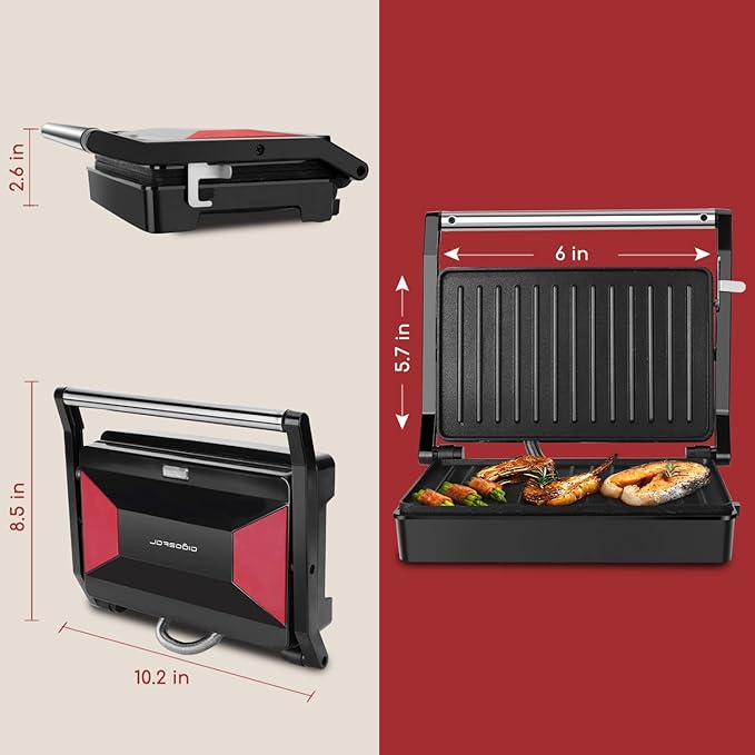 Panini Press Sandwich Maker, Aigostar 1000W Sandwich Press Grill with Non-Stick Coated Plates, Indicator Light, Locking Lid, Cool Touch Handle, Panini Maker Panini Press Grill Easy to Storage & Clean