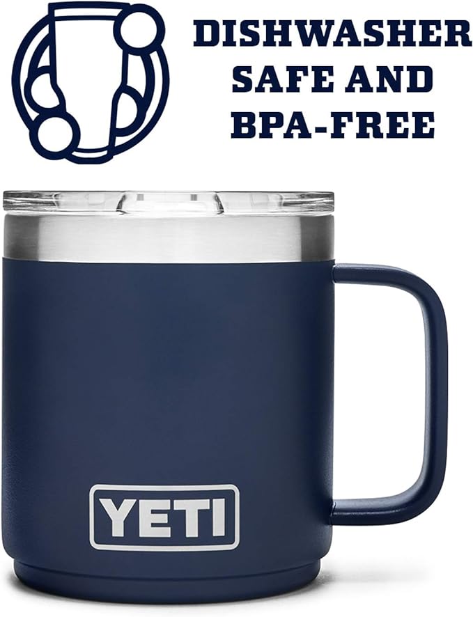 YETI Rambler 10 oz Stackable Mug, Vacuum Insulated, Stainless Steel with MagSlider Lid, Navy
