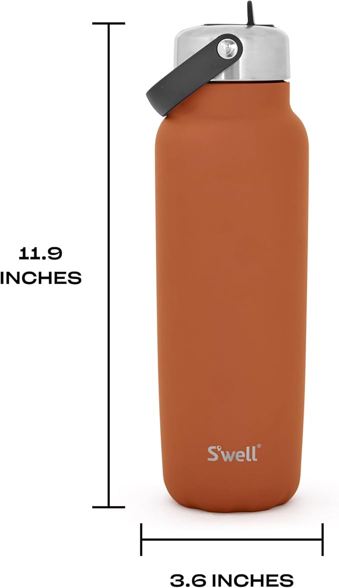 S'well Recycled Stainless Steel Explorer with Flip Straw Lid and Handle, 40oz, Carnelian, Triple Layered Vacuum Insulated Containers Keeps Drinks Cold for 54 Hours and Hot for 12