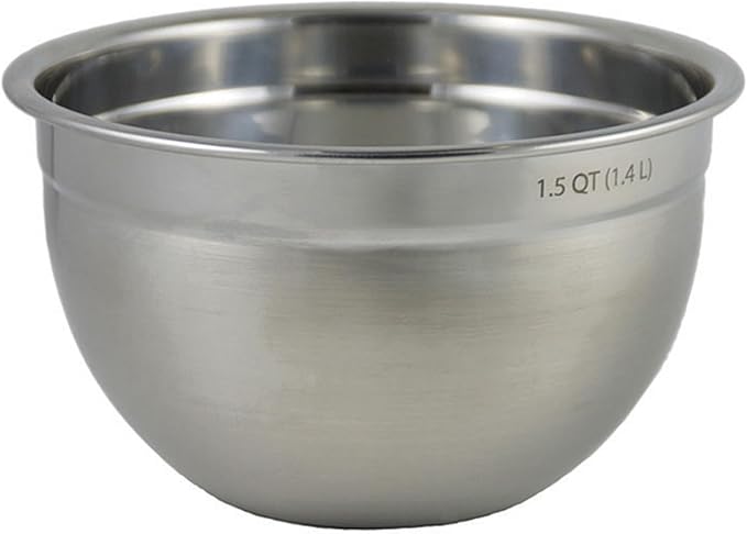 Tovolo Small Stainless Steel Mixing Bowl 1.5 Quart Metal Mixing Bowl with Rounded Lip for Easy Pour and Nesting Storage, Dishwasher Safe Quart Metal Bowl for Baking Mixing and Cooking Prep