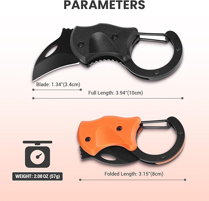 2 Pack Small Pocket Knife Gifts for Men & Women, Folding Box Cutter, Birthday & Christmas Stocking Stuffers Gifts Idea for Wife Husband Dad Mom (Black & Orange)