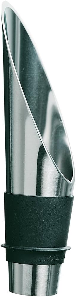 Rosendahl Grand Cru Barware Wine Pourer, Black/Steel, 3.1"H, Designed by Erik Bagger, Gift Box Included