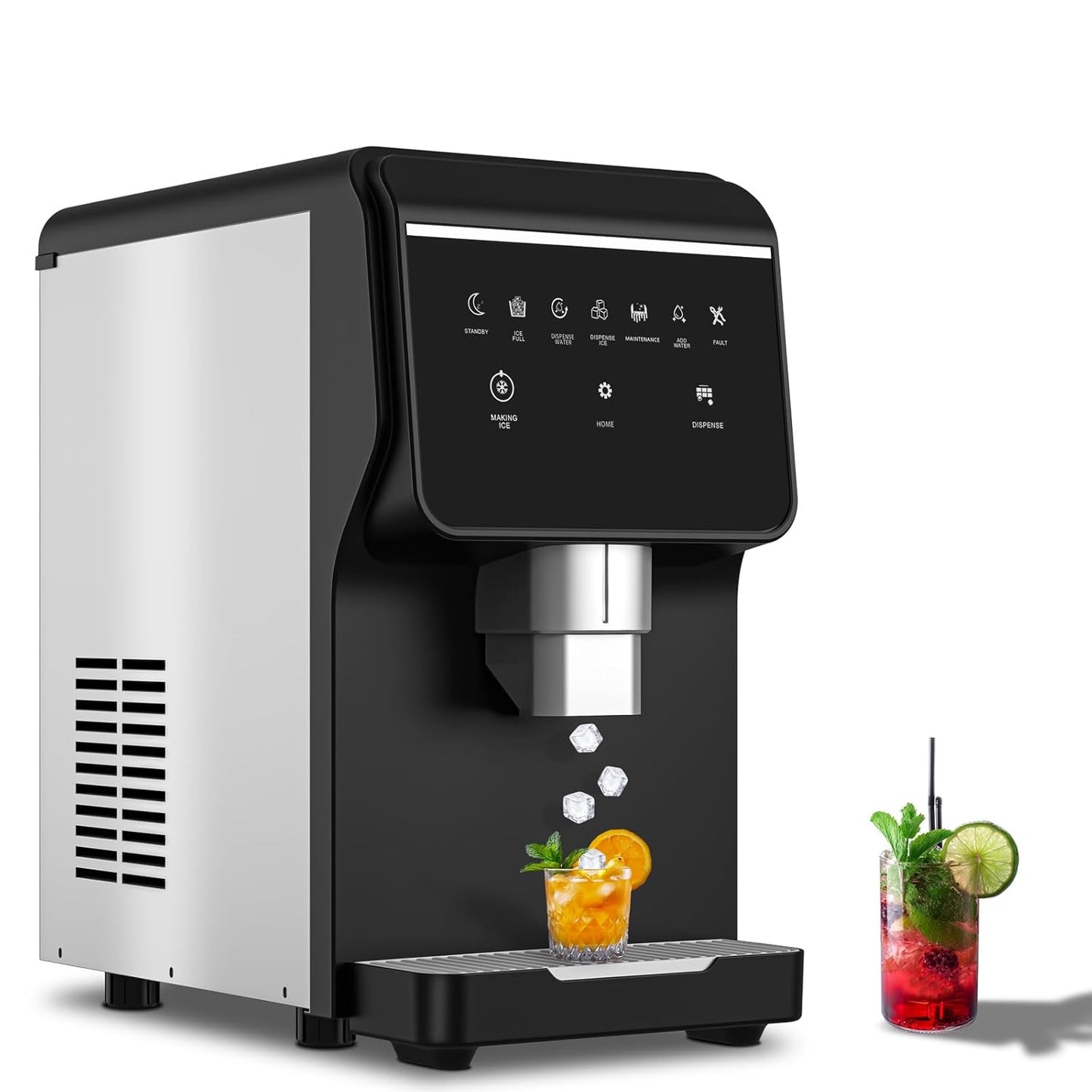 Nugget Ice Makers Countertop Soft Chewable Pellet Ice Machine with Auto-Cleaning Function, Ice/Water/Ice-Water Mix Mode, 62Lbs/24H Portable Countertop Ice Makers for Home Party RV Camping