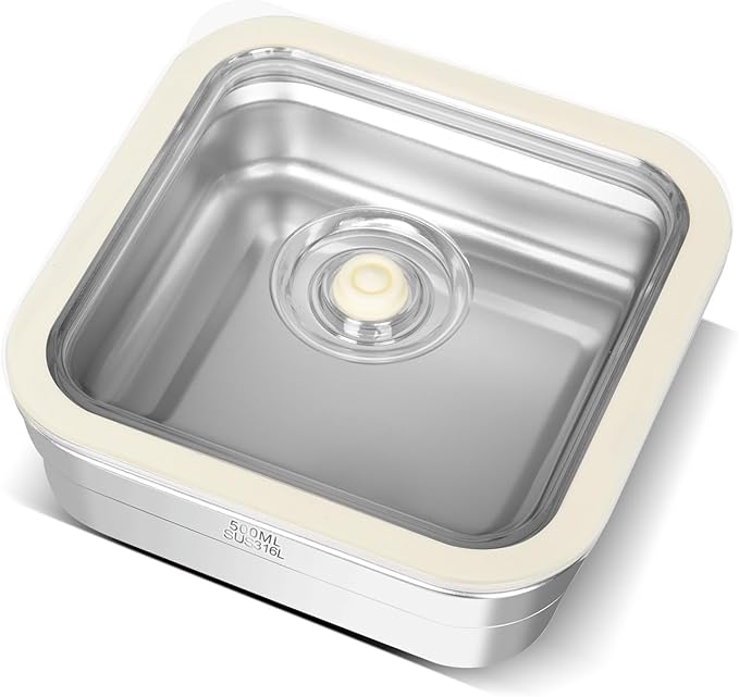 Vacuum Sealed Food Storage Container with Air Valve (500ml)，Works With Handheld Vacuum Sealer Machine(Vacuum Sealer Not Included)