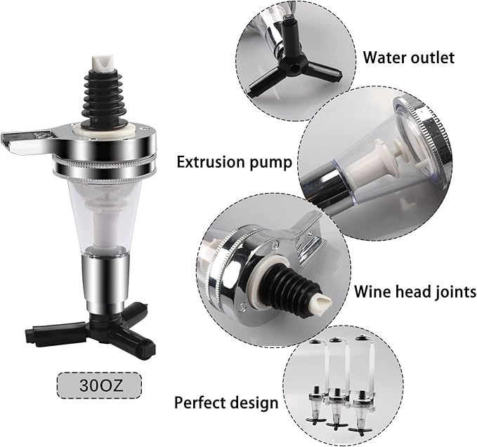 Wall Mounted Liquor Dispenser Bar Butler Drinking Pourer Wine Dispenser Machine Wall-Mounted Cocktail Tap Homebrew bar 3 Bottle by MUGLIO （30ml）